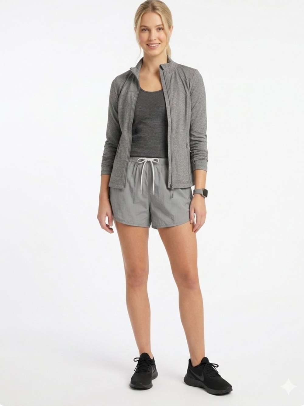 Basin Range Women's Gray Elastic-Waist Athletic Shorts NWT